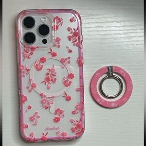 Floral Pink Phone Case with Ring Holder